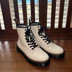Dr. Martens Ivory Combat Boots with Black Laces